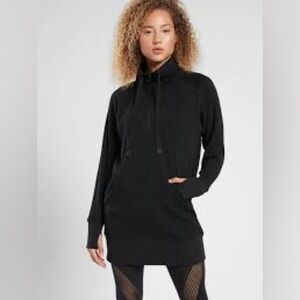 Athleta Cozy Karma 1/2 Zip Dress, BLACK  SIZE S 511527 funnel neck tunic casual